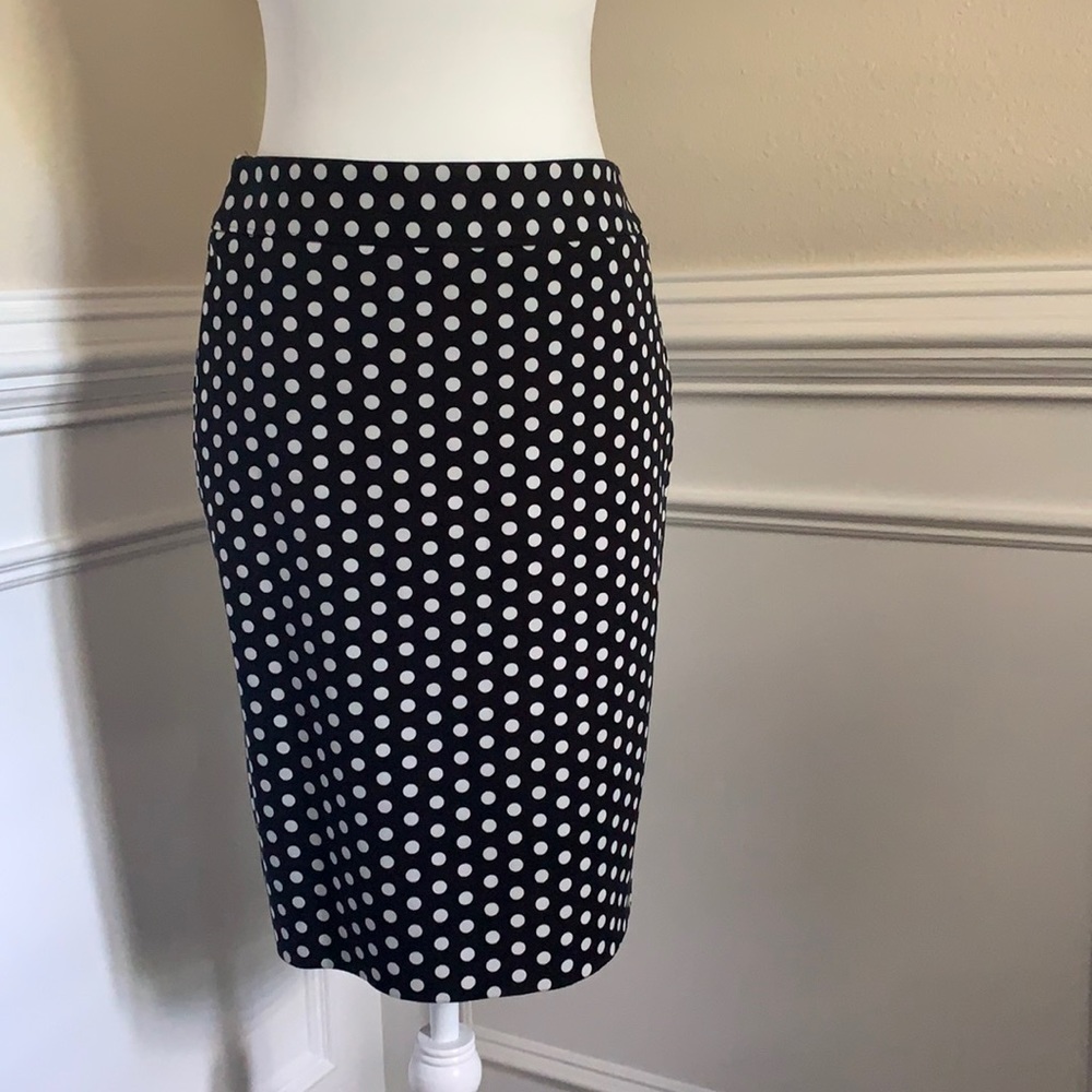 Black and Cream Polka Dot Pencil Skirt from LOFT